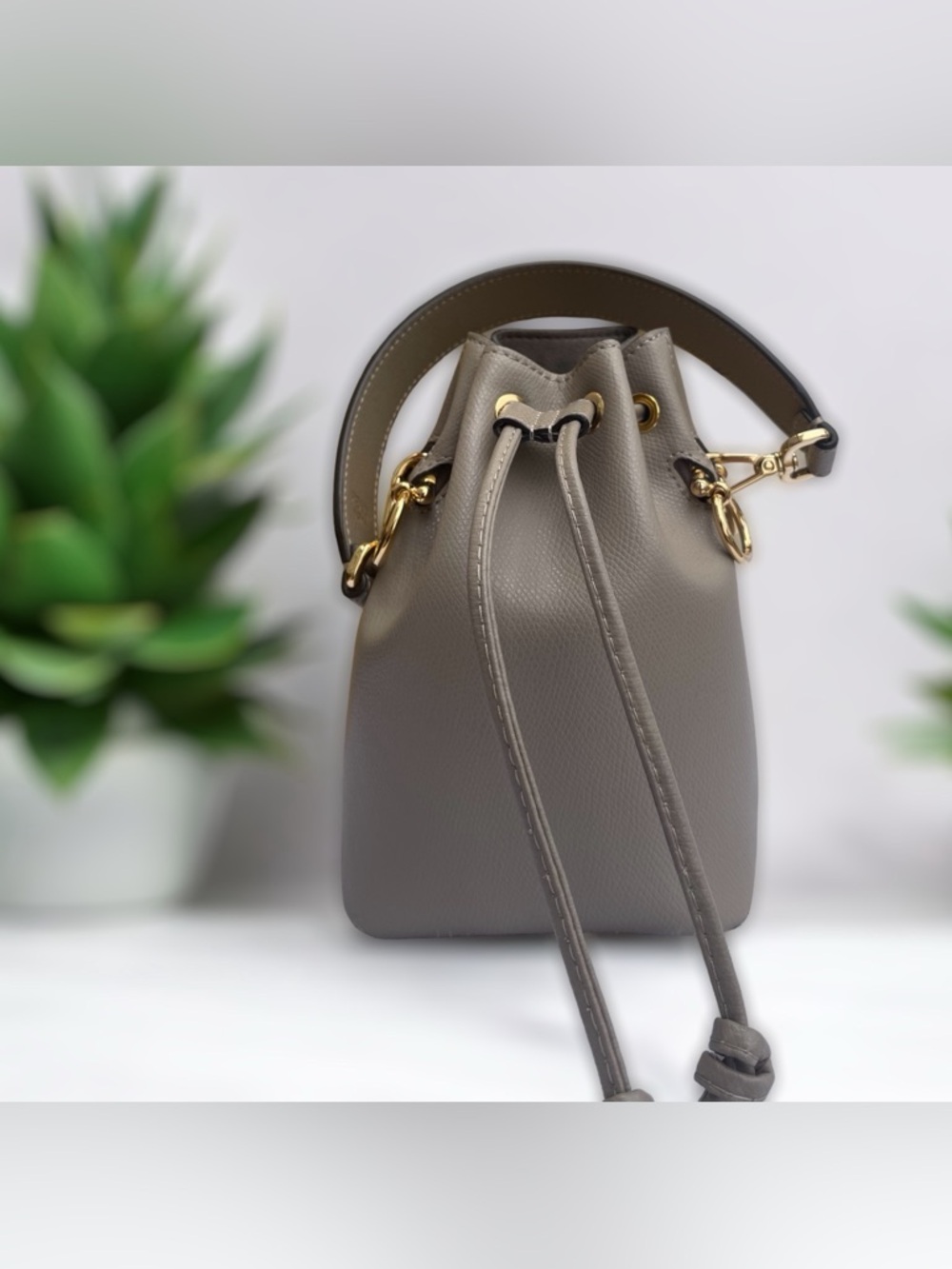 FENDI Mon Tresor Mini Bucket Two Way Bag in taupe